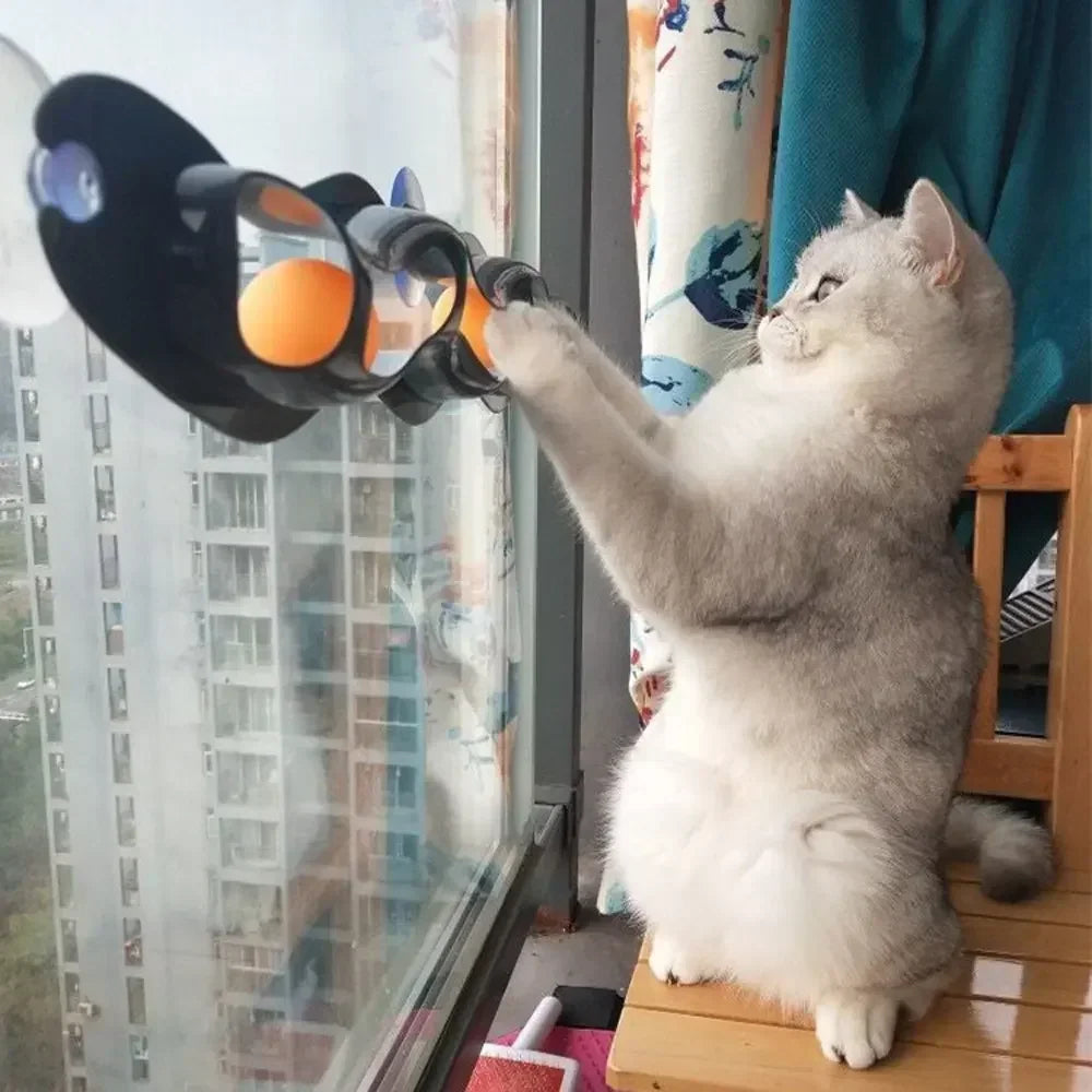 Jouet pour chat MagicVentouse Cat - Piste à balles avec ventouse pour fixation sur fenêtre