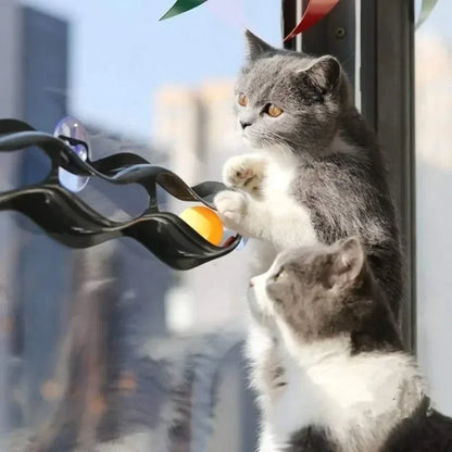 Jouet pour chat MagicVentouse Cat - Piste à balles avec ventouse pour fixation sur fenêtre