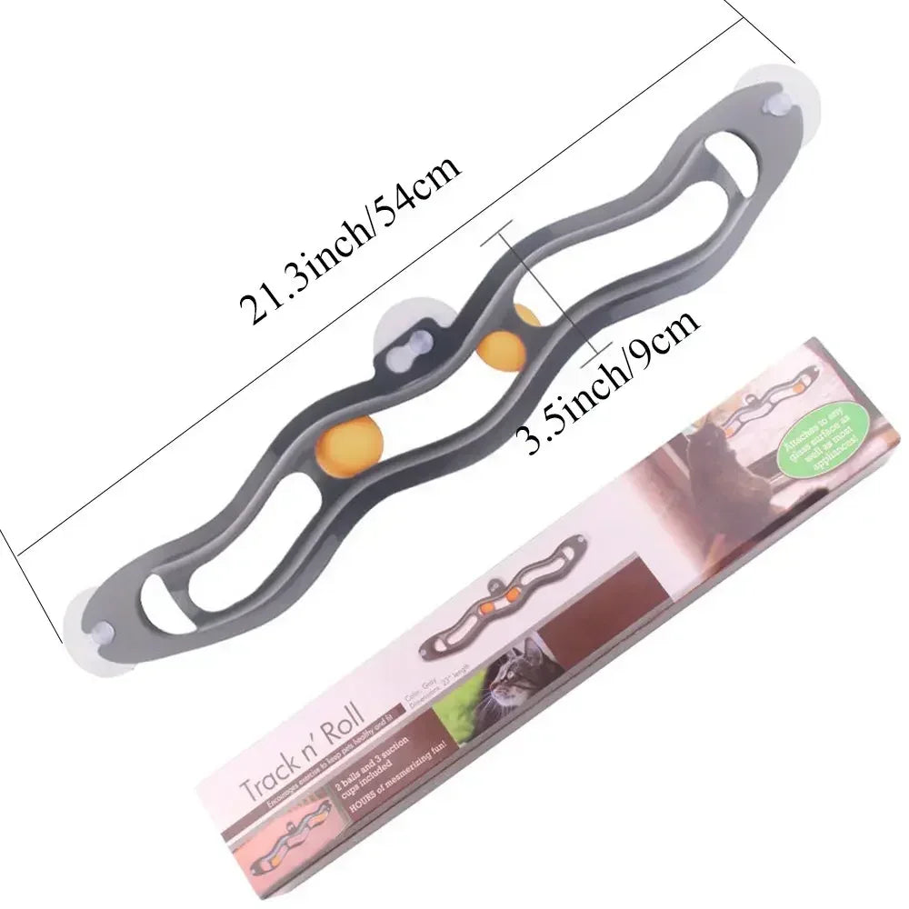 Jouet pour chat MagicVentouse Cat - Piste à balles avec ventouse pour fixation sur fenêtre