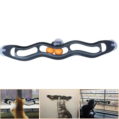 Jouet pour chat MagicVentouse Cat - Piste à balles avec ventouse pour fixation sur fenêtre